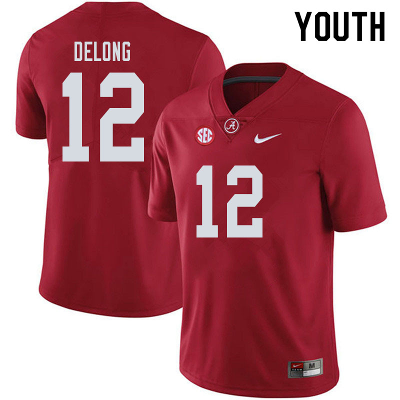 Youth #12 Skyler DeLong Alabama Crimson Tide College Football Jerseys Sale-Crimson